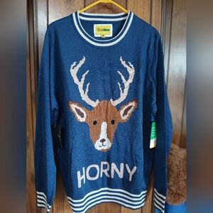 Tipsy Elves Blue Deer Crewneck Sweater